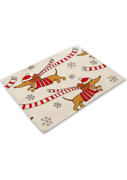 2CD-ML0020-10 Pug Köpek Desen Pamuk Keten Ped Yemek Masası Paspaslar Coaster Kase Fincan Mat Desen Mutfak Placemat 42*32 cm Ev Dekor ML0020 (Yurt Dışından)