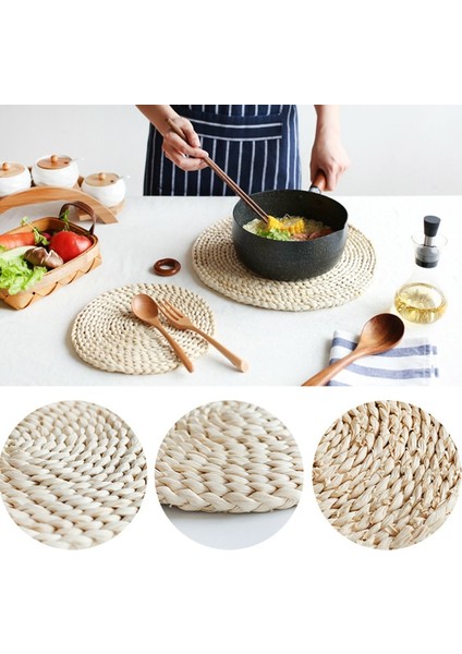 Y83-5 Yuvarlak L Doğal Mısır Kabuğu Dokuma Servis Altlığı, Yuvarlak Dokuma Rattan Masa Altlığı, Mısır Kabuğu Dokuma Yuvarlak Paspas, Yeşil Tropikal Düğün Servis Altlıkları (Yurt Dışından)