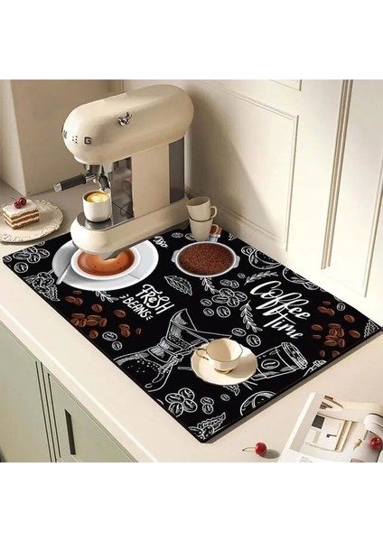 CJ06-5 S 20X30CM Kahve Tasarım Bulaşık Kurutma Mat Süper Emici Mutfak Tezgahı Drenaj Pedleri Sofra Fincan Şişe Lavabo Su Geçirmez Kaymaz Paspaslar (Yurt Dışından)