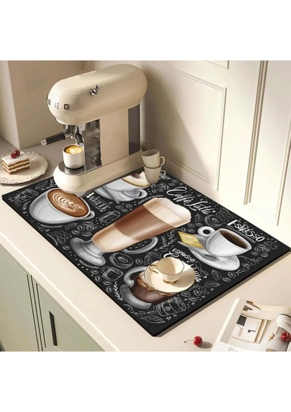 CJ06-5 S 20X30CM Kahve Tasarım Bulaşık Kurutma Mat Süper Emici Mutfak Tezgahı Drenaj Pedleri Sofra Fincan Şişe Lavabo Su Geçirmez Kaymaz Paspaslar (Yurt Dışından)