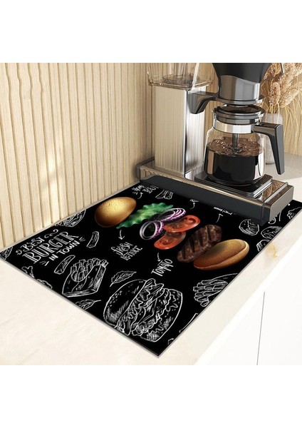 CJ06-5 S 20X30CM Kahve Tasarım Bulaşık Kurutma Mat Süper Emici Mutfak Tezgahı Drenaj Pedleri Sofra Fincan Şişe Lavabo Su Geçirmez Kaymaz Paspaslar (Yurt Dışından)