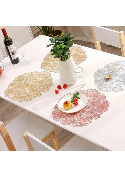 Gümüş Masa Mat Hibiscus Çiçek Bronzlaştırıcı Pvc Placemat Hollow Yalıtım Coaster Pedleri Masa Kase Ev Noel Dekor Isıya Dayanıklı (Yurt Dışından) indirimleri