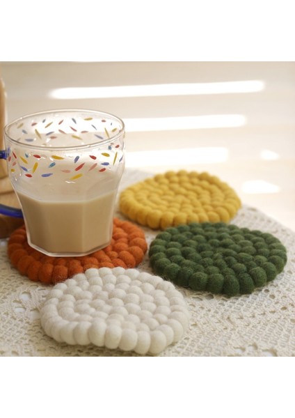 Siyah 10 cm Sevimli Yuvarlak Yün Keçe Bardak Placemats Potholders Yaratıcı Hediyeler ve Hediyelik Eşya Ev Ekran Çekim Sahne (Yurt Dışından)