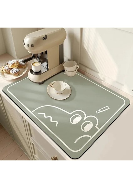 Ejderha Yeşili 20X30 cm Süper Antiskid Büyük Mutfak Emici Drenaj Mat Süper Emici Drenaj Kahve Bulaşık Kurutma Mat Hızlı Kuru Banyo Drenaj Pedi (Yurt Dışından)