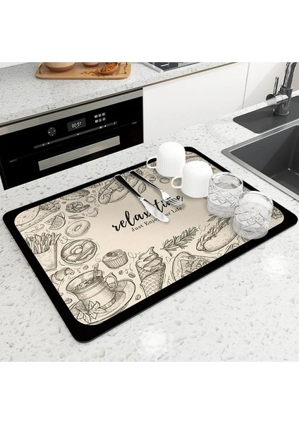 14 30X40 cm Diatomit Mutfak Drenaj Mat Emici Kahve Bulaşık Drenaj Pedi Sofra Halıları Banyo Kaymaz Hızlı Kuru Yemek Takımı Placemat (Yurt Dışından)
