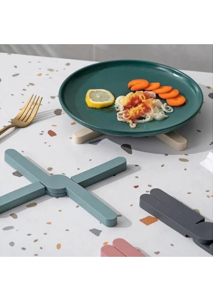 Gri 13X16.5 cm Silikon Isıya Dayanıklı Ped Yemek Masası Mat Katlanabilir Kaymaz Tencere Tava Placemat Bulaşık Plaka Tutucu Coaster Mutfak Aksesuarları (Yurt Dışından)