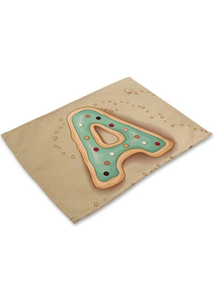 LE1161 Dikdörtgen 32X42CM 1 Adet Donut Yemek Mektubu Desen Mutfak Placemat Yemek Masası Paspaslar Çay Altlığı Pamuk Keten Pedleri Kase Fincan Mat 42*32CM Ev Dekor (Yurt Dışından)