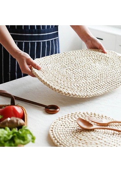 Y83-5 Yuvarlak L Doğal Mısır Kabuğu Dokuma Servis Altlığı, Yuvarlak Dokuma Rattan Masa Altlığı, Mısır Kabuğu Dokuma Yuvarlak Paspas, Yeşil Tropikal Düğün Servis Altlıkları (Yurt Dışından)