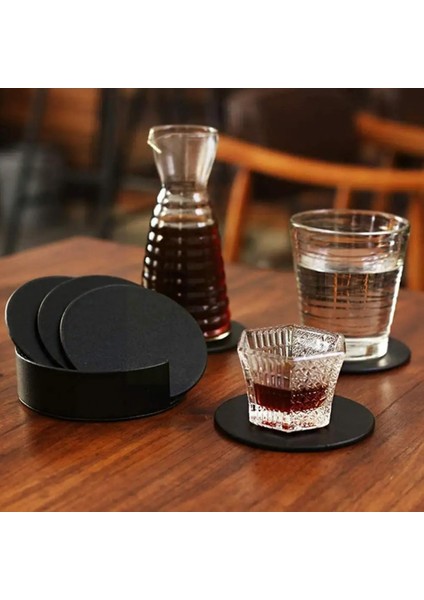 J 6 Adet/takım Suni Deri Mermer Bardak Altlığı Içecek Kahve Yuvarlak Fincan Masa Temiz Çay Kolay Placemats Tutucu Mat Pad To Pad E2H4 (Yurt Dışından)