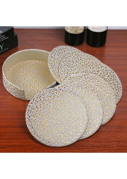 J 6 Adet/takım Suni Deri Mermer Bardak Altlığı Içecek Kahve Yuvarlak Fincan Masa Temiz Çay Kolay Placemats Tutucu Mat Pad To Pad E2H4 (Yurt Dışından)