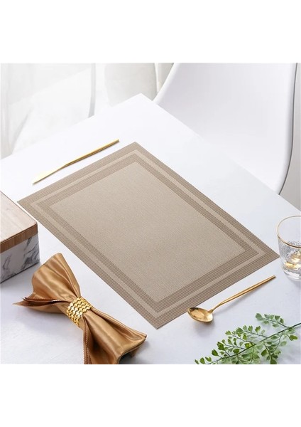 Kayısı 02 6 Adet 6/4 Adet Dikdörtgen Servis Altlığı Restoran Yıkanabilir Pvc Dayanıklı Yemek Masası Örgü Paspaslar Çerçeve Teslin Disk Kase Coaster Kaymaz Ped (Yurt Dışından)