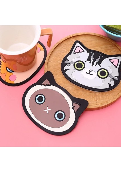 B1 S 2023 Yüksek Kaliteli Kedi Şekilli Çay Altlığı Bardak Tutucu Mat Kahve Içecekleri Içecek Silikon Coaster Fincan Altlığı Placemat Mutfak Aksesuarları (Yurt Dışından)