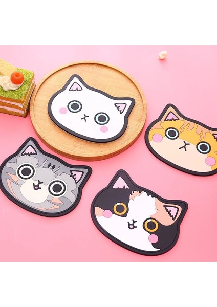 B1 S 2023 Yüksek Kaliteli Kedi Şekilli Çay Altlığı Bardak Tutucu Mat Kahve Içecekleri Içecek Silikon Coaster Fincan Altlığı Placemat Mutfak Aksesuarları (Yurt Dışından)
