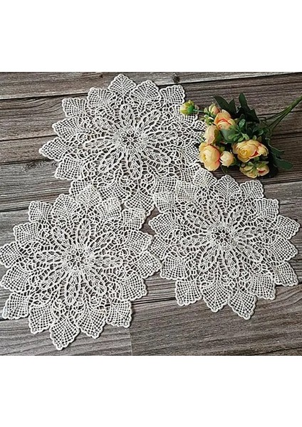 Beyaz 1 Yuvarlak 15 cm Yenı Gül Çiçek Dantel Yuvarlak Nakış Masa Yer Mat Noel Düğün Pedi Çay Kahve Placemat Fincan Tabak Altlığı Bardak Altlığı Peçete Mutfak (Yurt Dışından)
