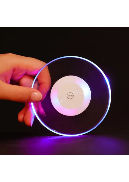 Kare Renkli Işık 10X10X0.3 cm 2/1 Adet Akrilik LED Bardak Altlığı Plastik Masa Paspasları Kristal Ultra-Ince LED Işık Coaster Mutfak Kokteyl Flaş Bar Tabanı (Yurt Dışından)