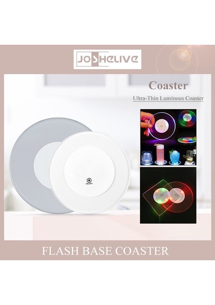 Kare Renkli Işık 10X10X0.3 cm 2/1 Adet Akrilik LED Bardak Altlığı Plastik Masa Paspasları Kristal Ultra-Ince LED Işık Coaster Mutfak Kokteyl Flaş Bar Tabanı (Yurt Dışından)