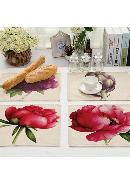 I 1 Adet Çiçek Desen Placemat Yemek Masası Mat Içecek Coaster Pamuk Keten Pedleri Kase Fincan Paspaslar 42*32 cm Mutfak Aksesuarları MP0023 (Yurt Dışından) fırsatları