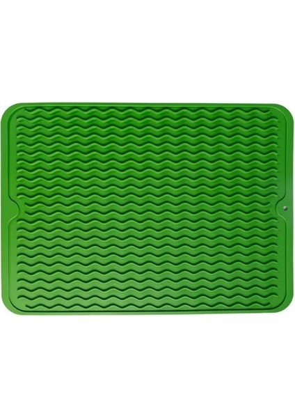 Yeşil Dikdörtgen L Dalgalı Silikon Drenaj Paspası Kaymaz, Temizlenmesi Kolay Mutfak Drenaj Lavabosu Yüksek Sıcaklığa Dayanıklı Servis Altlığı 40*30CM (Yurt Dışından)