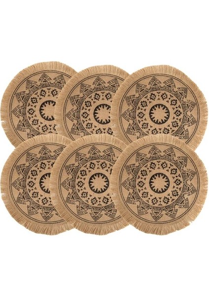 Stil 6 L 6'lı Set Boho Yuvarlak Servis Altlığı Mutfak Plaka Paspas Koşucular Yemek Masası Için Mandala Bohem Çuval Bezi Daire Placemats 15 Inç (Yurt Dışından)