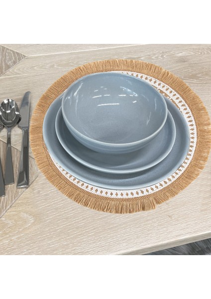 Stil 6 L 6'lı Set Boho Yuvarlak Servis Altlığı Mutfak Plaka Paspas Koşucular Yemek Masası Için Mandala Bohem Çuval Bezi Daire Placemats 15 Inç (Yurt Dışından)