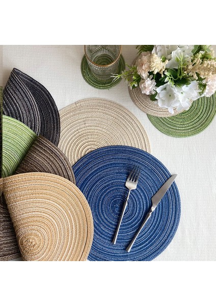 Krem A 11 cm 1 Adet Masa Placemats Yuvarlak Rami Yalıtım Pedi Keten Kaymaz Masa Paspasları Coaster Yemek Masası Mat Ev Dekorasyon Pedi (Yurt Dışından)