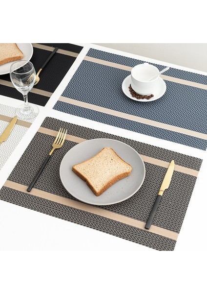Koyu Mavi 30X45 cm 4 Pcs Set 4 Pvc Placemat Yemek Masası Için Mat Set Çarşaflar Yer Mat Aksesuarları Bardak Şarap Dekoratif Mat Placemats Masa Için (Yurt Dışından)