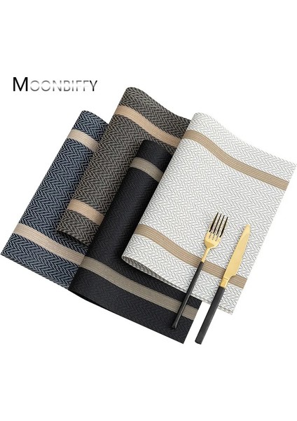 Koyu Mavi 30X45 cm 4 Pcs Set 4 Pvc Placemat Yemek Masası Için Mat Set Çarşaflar Yer Mat Aksesuarları Bardak Şarap Dekoratif Mat Placemats Masa Için (Yurt Dışından)