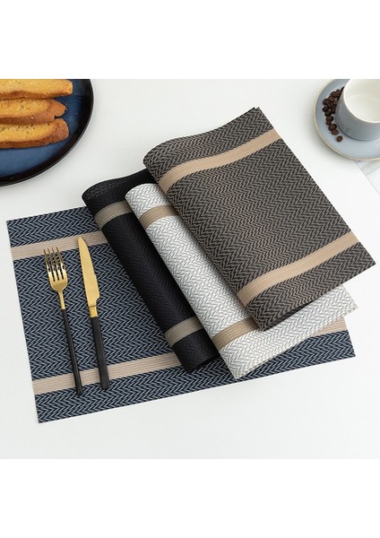 Koyu Mavi 30X45 cm 4 Pcs Set 4 Pvc Placemat Yemek Masası Için Mat Set Çarşaflar Yer Mat Aksesuarları Bardak Şarap Dekoratif Mat Placemats Masa Için (Yurt Dışından)