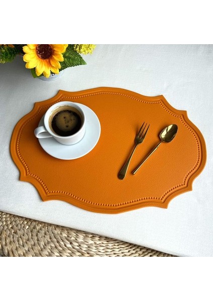 Sarı 30X43 cm Paspaslar Deri Placemat Tarzı Retro Placemat Avrupa Yaratıcı Isı Yalıtım Pedi Avrupa Su Geçirmez Yağ Geçirmez Batı Placemat (Yurt Dışından)