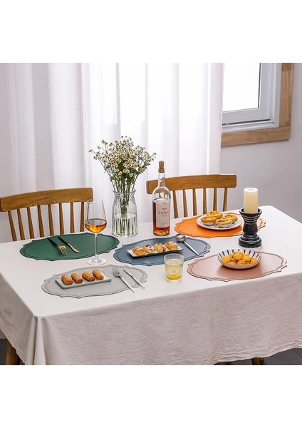 Sarı 30X43 cm Paspaslar Deri Placemat Tarzı Retro Placemat Avrupa Yaratıcı Isı Yalıtım Pedi Avrupa Su Geçirmez Yağ Geçirmez Batı Placemat (Yurt Dışından) indirimleri