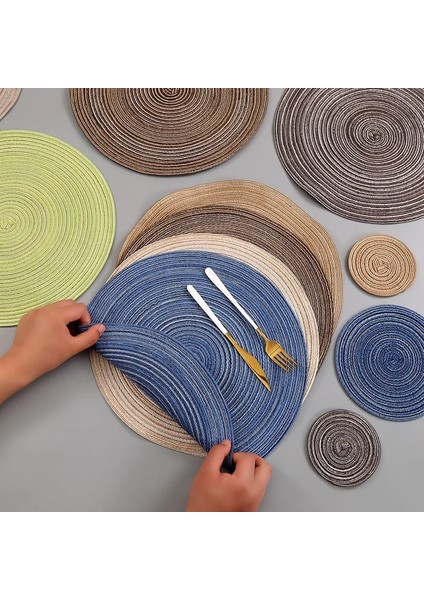 Boya Kahve Çapı 36 cm Yuvarlak Dokuma Iskandinav Tarzı Kaymaz Placemat Coaster Yalıtım Dolgu Kupa Bardak Masa Mat Ev Dekor Peçete Mutfak Aksesuarları (Yurt Dışından)
