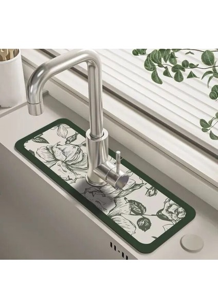 05 38X13.8 cm Klasik Musluk Drenaj Pedi Süper Emici Lavabo Masa Mat Tuvalet Diatom Çamur Pedi Kaymaz Anti-Küf Mat Mutfak Tezgahı Için (Yurt Dışından)
