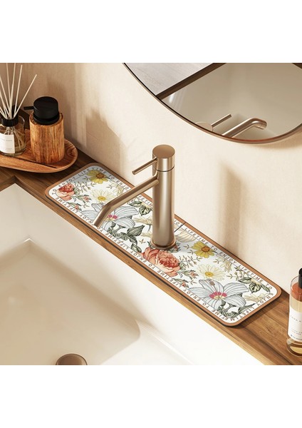 05 38X13.8 cm Klasik Musluk Drenaj Pedi Süper Emici Lavabo Masa Mat Tuvalet Diatom Çamur Pedi Kaymaz Anti-Küf Mat Mutfak Tezgahı Için (Yurt Dışından) indirimleri