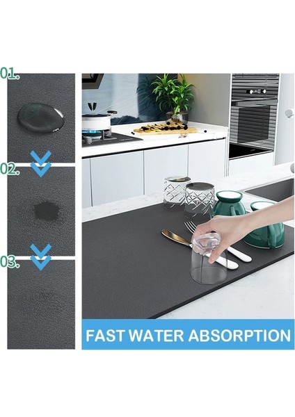 L M (30X40 Cm) Emici Drenaj Mat Mutfak Bulaşık Kurutma Mat Diatomit Lavabo Pedi Kahve Placemat Masa Fincan Halı Mutfak Aksesuarları (Yurt Dışından)