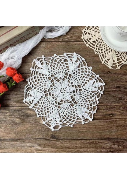 Açık Mor Yuvarlak 22 cm 22 cm Vintage Dantel Pamuk Içi Boş Masa Yer Mat Tığ Işi Placemat Noel Içeceği Coaster Mutfak Aksesuarları Dekorasyon Ev Ped (Yurt Dışından) fiyatları