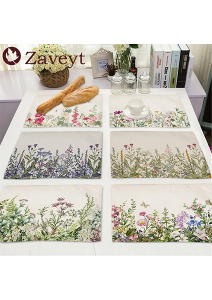 LE523 42X32CM Suluboya Çiçekli Çalılar Placemat Çiçek Botanik Bitkisel Keten Yemek Masası Paspaslar Coaster Pad Kase Kahve Fincanı Mat 42X32CM (Yurt Dışından) fiyatları