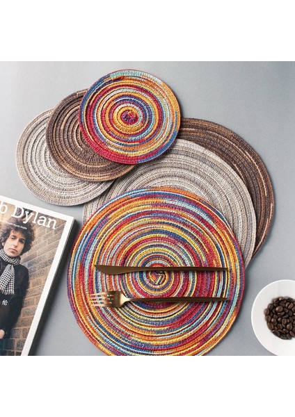 Kahverengi 18 cm Masa Servis Altlıkları Masa Matı Için Rami Yalıtım Pedi Placematlar Keten Kaymaz Masa Paspasları Ev Dekorasyon Pedi Coaster (Yurt Dışından) fırsatları