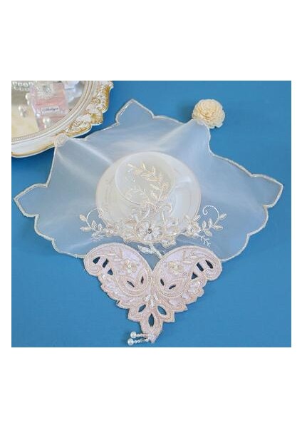 Pembe Kare 28 cm Yenı Örgü Boncuk Noel Çiçek Nakış Masa Yer Mat Kumaş Ped Fincan Altlığı Tabak Yemek Placemat Mutfak Kahve Çay Bardak Altlığı Peçete (Yurt Dışından)