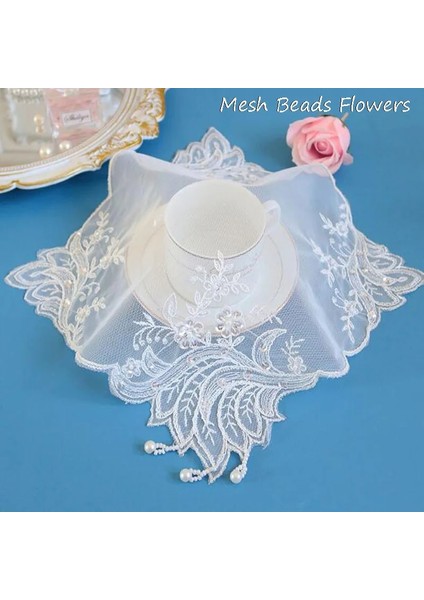 Pembe Kare 28 cm Yenı Örgü Boncuk Noel Çiçek Nakış Masa Yer Mat Kumaş Ped Fincan Altlığı Tabak Yemek Placemat Mutfak Kahve Çay Bardak Altlığı Peçete (Yurt Dışından)
