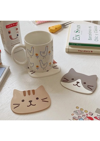 S2 Coaster 10X9 cm Japon Sevimli Fincan Altlığı Karikatür Kedi Silikon Bardak Isı Yalıtımı Kaymaz Masa Mat Kawaii Kupa Pedleri Mutfak Yemek Masası Paspaslar (Yurt Dışından) modelleri