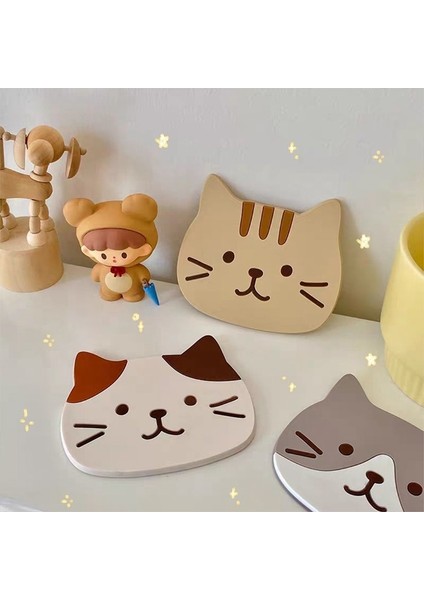 S2 Coaster 10X9 cm Japon Sevimli Fincan Altlığı Karikatür Kedi Silikon Bardak Isı Yalıtımı Kaymaz Masa Mat Kawaii Kupa Pedleri Mutfak Yemek Masası Paspaslar (Yurt Dışından) fırsatları