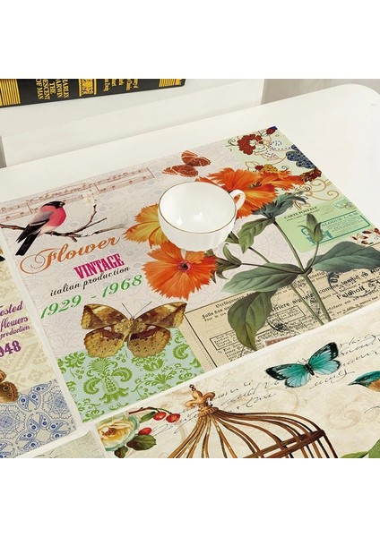 17 42X32 cm Shabby Chic Placemat Pirinç Kağıdı Dekupaj Stamperia Keten Masa Dekor Vintage Çiçek Coaster Pad Kase Kahve Fincanı Mat 42X32 cm (Yurt Dışından) indirimleri