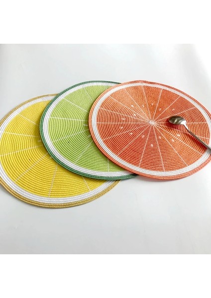 C Yuvarlak 38CM 1 Adet 38CM Karpuz Placemat Masa Mat Yuvarlak Placemats Pp Plastik Dokuma Yemek Masası Mat Isı Yalıtım Pot Tutucu (Yurt Dışından)