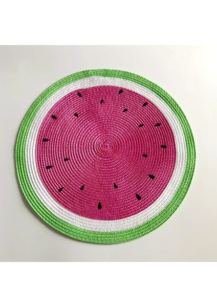 C Yuvarlak 38CM 1 Adet 38CM Karpuz Placemat Masa Mat Yuvarlak Placemats Pp Plastik Dokuma Yemek Masası Mat Isı Yalıtım Pot Tutucu (Yurt Dışından)