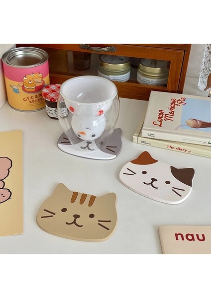 S2 Coaster 10X9 cm Japon Sevimli Fincan Altlığı Karikatür Kedi Silikon Bardak Isı Yalıtımı Kaymaz Masa Mat Kawaii Kupa Pedleri Mutfak Yemek Masası Paspaslar (Yurt Dışından) indirimleri