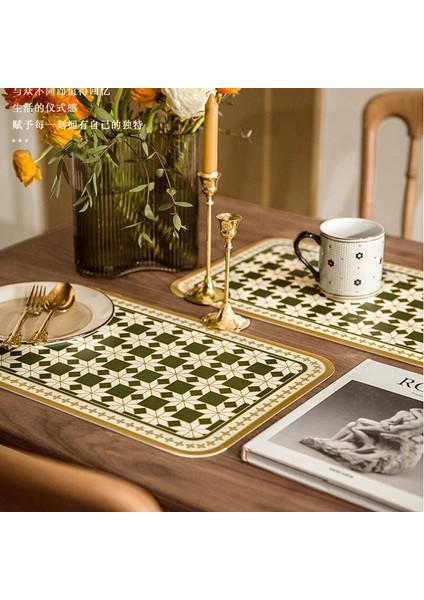 Desen 12 40X30 cm Deri Servis Altlığı Masa Mat Retro Yüksek Sıcaklık Dayanımı Sofra Mat Sofra Pedi Pvc Servis Altlığı Yağ Su Geçirmez Servis Mat (Yurt Dışından) indirimleri