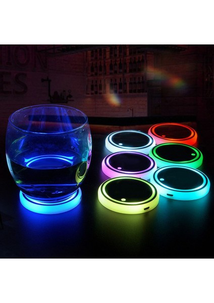 M Sıcak LED Coaster 7 Renk Aydınlık Rgb Işık Mat Işık Sensörü Titreşim Sensörü Enerji Tasarrufu Bardak Altlığı Parti Içecek Fincan Mat (Yurt Dışından)
