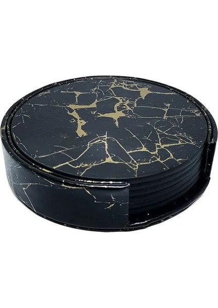 06 Yuvarlak 11X11X2.5 cm 6 Adet Sıcak Satış Pu Deri Mermer Bardak Altlığı Içecek Kahve Fincanı Mat Kolay Yuvarlak Çay Pedi Masa Tutucu Temiz Placemats Bardak Altlığı Takımı (Yurt Dışından)