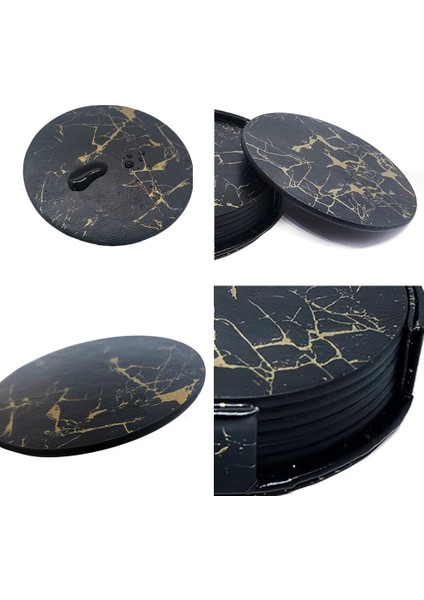 06 Yuvarlak 11X11X2.5 cm 6 Adet Sıcak Satış Pu Deri Mermer Bardak Altlığı Içecek Kahve Fincanı Mat Kolay Yuvarlak Çay Pedi Masa Tutucu Temiz Placemats Bardak Altlığı Takımı (Yurt Dışından)