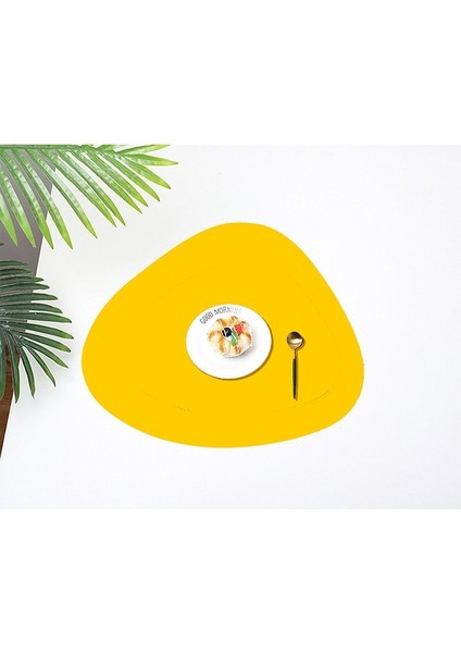 01 41X34 cm Iskandinav Yaratıcı Deri Servis Altlığı Su Geçirmez Isı Yalıtımı Çift Taraflı Deri Üçgen Servis Altlığı Düzensiz Düz Renk Coaster (Yurt Dışından)